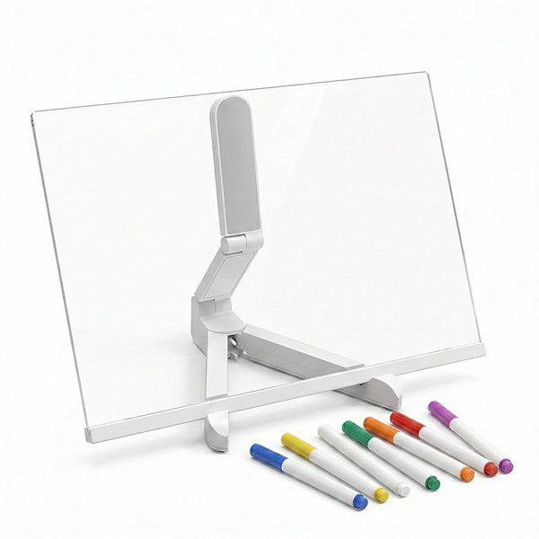Quadro de Desenho LED Brilhante Reutilizável Lunpad com 7 Canetinhas e Suporte Incluso 1 Unidade